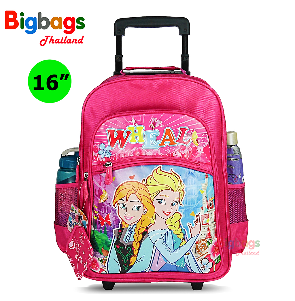Wheal กระเป๋าเป้มีล้อลากสำหรับเด็ก เป้สะพายหลังกระเป๋านักเรียน 16 นิ้ว รุ่น Princess 07616 (Pink) สี ชมพู B