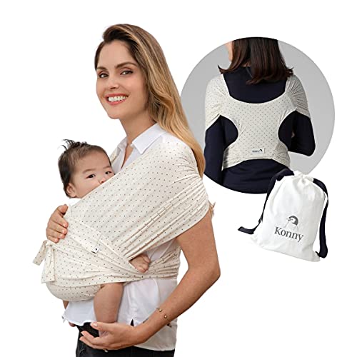 Hassle-Free Baby Wrap Sling Sensible Sleep Solution Newborns Infants to 44 lbs Toddlers Konny Baby Carrier Summer Cool and Breathable Fabric Black, M Ultra-Lightweight 