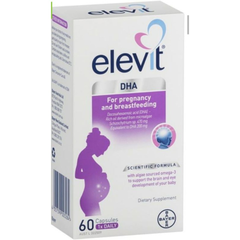 Elevit DHA pregnancy and breastfeeding 60 tabsดีเอชเอ แม่และเด็ก exp 11-2021