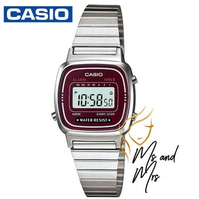 Casio Standard นาฬิกาข้อมือผู้หญิง สายสเตนเลส รุ่น LA670WA-4DF (หน้าน้ำตาลแดง)