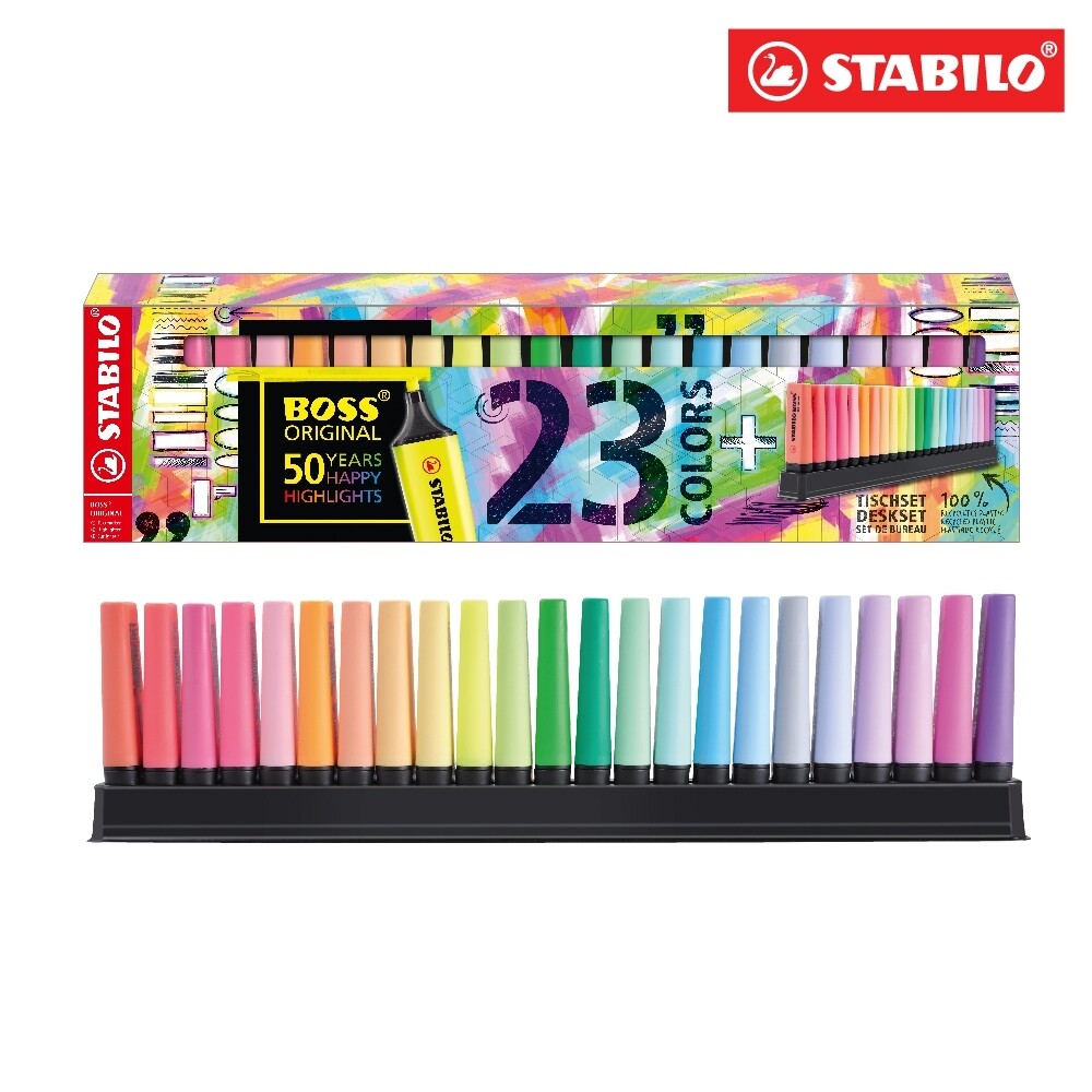 STABILO สตาบิโล Boss Original Deskset ปากกาเน้นข้อความ ปากกา ปากกาไฮไลท์ ปากกาไฮไลต์ ชุด 23 สี