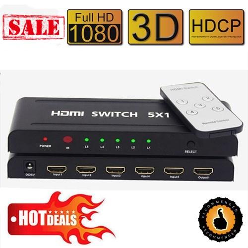 6PORT 5x1 5in 1out HDMI Switch Switcher Splitter Box HD 1080P Video Hub + Remote