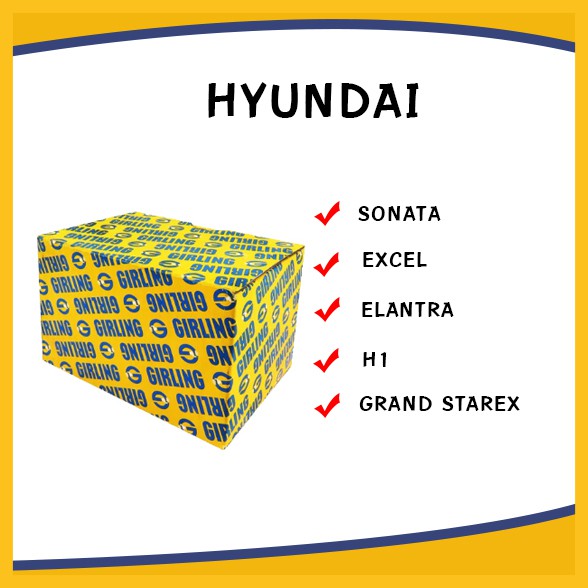 Girling ผ้าเบรค Hyundai H1 sonata excel grand starex elantra ฮุนได เฮชวัน โซนาต้า แกรนด์ สตาเร็ก