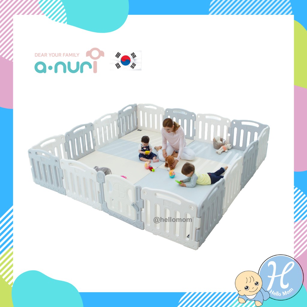 ส่งฟรี anuri คอกกั้นเด็กเกาหลีพร้อมเบาะ รุ่น ibori antibacterial Babyroom (Made in korea) สินค้านำเข้าจากประเทศเกาหลีXE280x280+เบาะ,Pink/White มีเก็บปลายทาง โดย MSleepToys