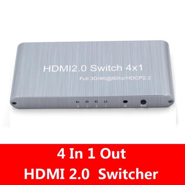 Best Quality HDMI 2.0 Switcher Full HD 4K x 2K HDMI 2.0 Switcher 4X1 4 in 1 OUT สำหรับ HDTV DVD PS3 สนับสนุน HDCP 2.2 อุปกรณ์คอมพิวเตอร์ Computer equipment สายusb สายชาร์ด อุปกรณ์เชื่อมต่อ hdmi Hdmi connector อุปกรณ์อิเล็กทรอนิกส์ Electronic device