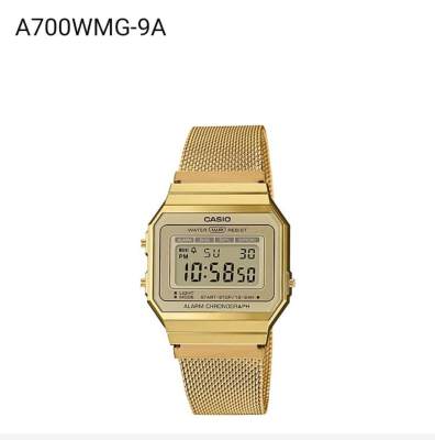 ดูภาพ Casio แท้ รุ่น A700WMG-9A นาฬิกาสายตาข่ายสีทอง <br/>เพิ่มเติม Casio แท้ รุ่น A700WMG-9A นาฬิกาสายตาข่ายสีทอง