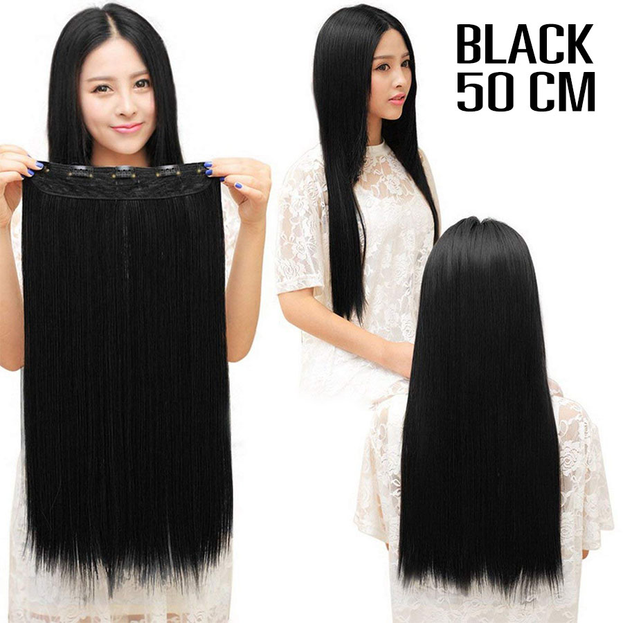 Marybuy ผมปลอม แฮร์พีช ตรงยาว 50cm หนีบได้หวีได้ เพิ่มความหนาไห้ดูดี แฮร์พีชสีดำ ดูเป็นธรรมชาติ เส้นผมนิ่มมาก เหมือนผมจริงที่สุด