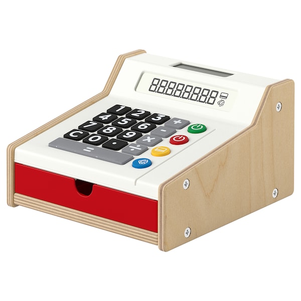 IKEA เครื่องคิดเงินของเล่น เครื่องคิดเลขของเล่น เครื่องนับเงินของเล่น  ปลอดภัย ทำจากไม้ ใช้โซล่าเซลล์ ไม่ใช้แบตเตอรี่ ไม่ใช้ถ่านBy ML Shop