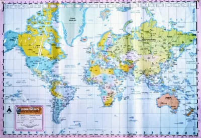โปสเตอร์ แผนที่โลก สีชมพู Map Of The World