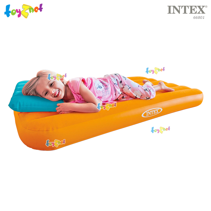 Intex ส่งฟรี ที่นอน เป่าลม แค้มป์ แคมป์ปิ้ง ปิคนิค โคซี่แอนด์ฟัน 88x157x18 ม. สีส้ม รุ่น 66801