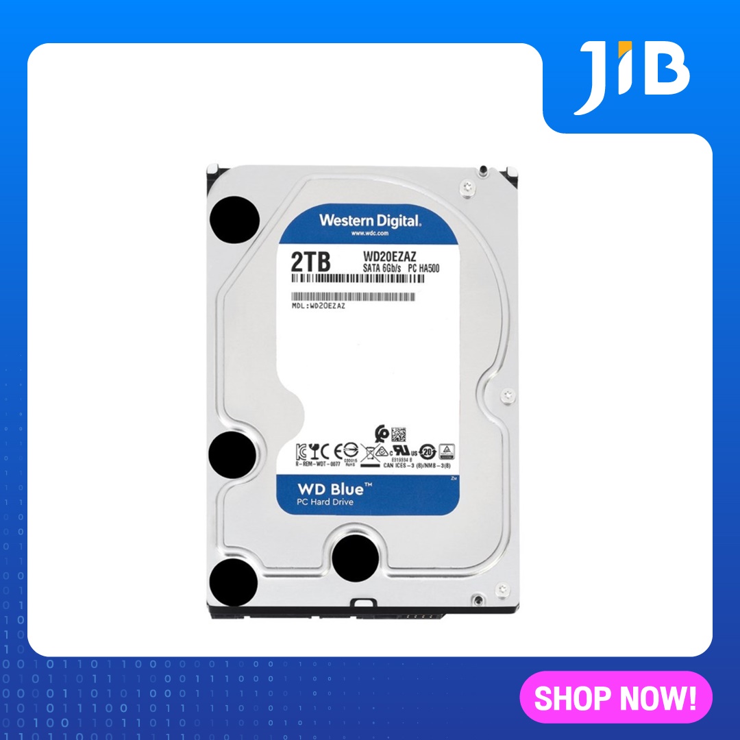 JIB 2 TB HDD (ฮาร์ดดิสก์) WD SATA3 256MB (WD20EZAZ) BLUE