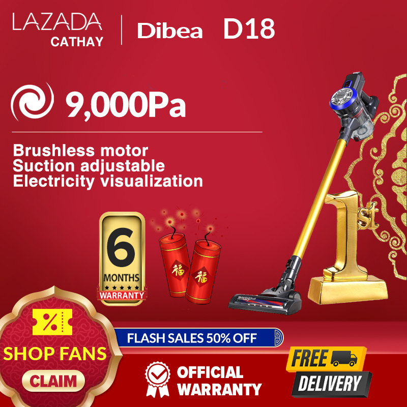 Dibea Cordless Vacuum Cleaner, 9000Pa Powerful Suction Lightweight 2-in-1 Stick Handheld Vacuum with Rechargeable Lithium Ion Battery Perfect for Hardwood Floor,Carpet,Pet Hairs  6 month warranty