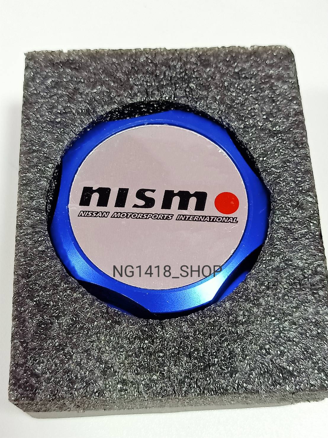 ฝาปิดน้ำมันเครื่อง Nissan nismo Nissan March Almera ตรงรุ่นวัสดุอลูมิเนียมพร้อมโอริงกันน้ำมันเครื่องอย่างดี สีน้ำเงิน
