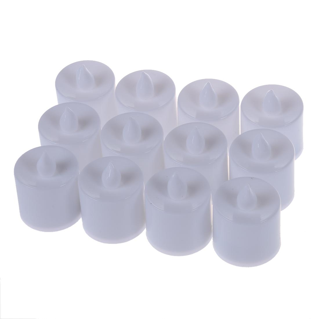 Set Of 12 Led Flickering Candles Flameless Tea Light Battery Operated Look Like Real Flicker 7128