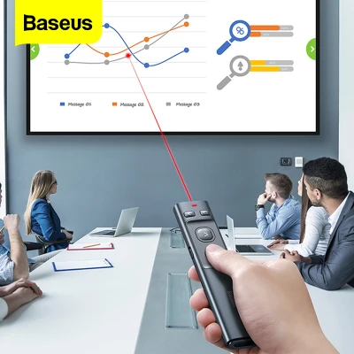 Baseus Remote Controller Wireless Presenter Pen 2.4GHz USBC Bluetooth Adapter Handheld Remote Control Pointer Red Pen PowerPoint PPT Pen