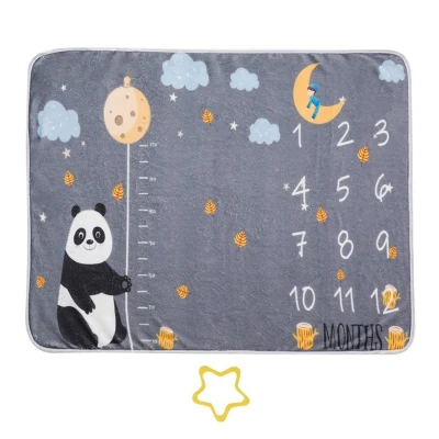 1 Set Baby Monthly Record Growth Milestone Blanket Newborn Photography Props Accessories Cartoon Bear Printing Props D5QA