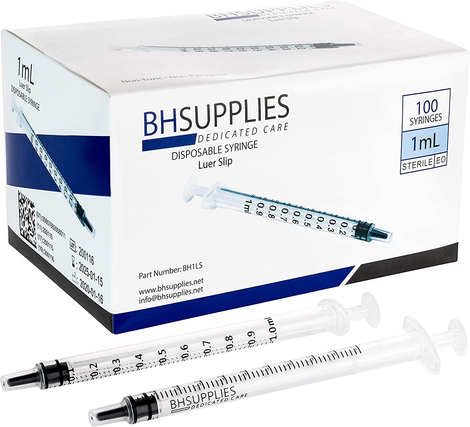 ไซริงค์ป้อนอาหาร BH Supplies 1ml Syringe Without Cap Oral Dispenser, Luer Slip Tip, FDA Approved 1 ชิ้น