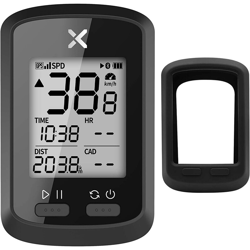 XOSS G+ GPS Wireless Bike Computer, Bluetooth Stopwatch Waterproof Cycling Sensor Speedometer Bike Tracker with Black Cover