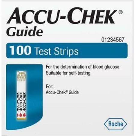 แถบตรวจน้ำตาล Accu chek guide 100 แถบ Expire หมดอายุ 2023-08-06 - MixASale