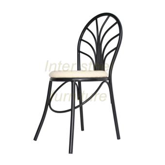 Inter Steel CH555BK เก้าอี้เหล็ก เก้าอี้นั่งทานข้าว เก้าอี้กินข้าว รุ่น CH555 โครงสีดำ-เบาะหนังเทียมสีครีมขาว Diner chair steel chair