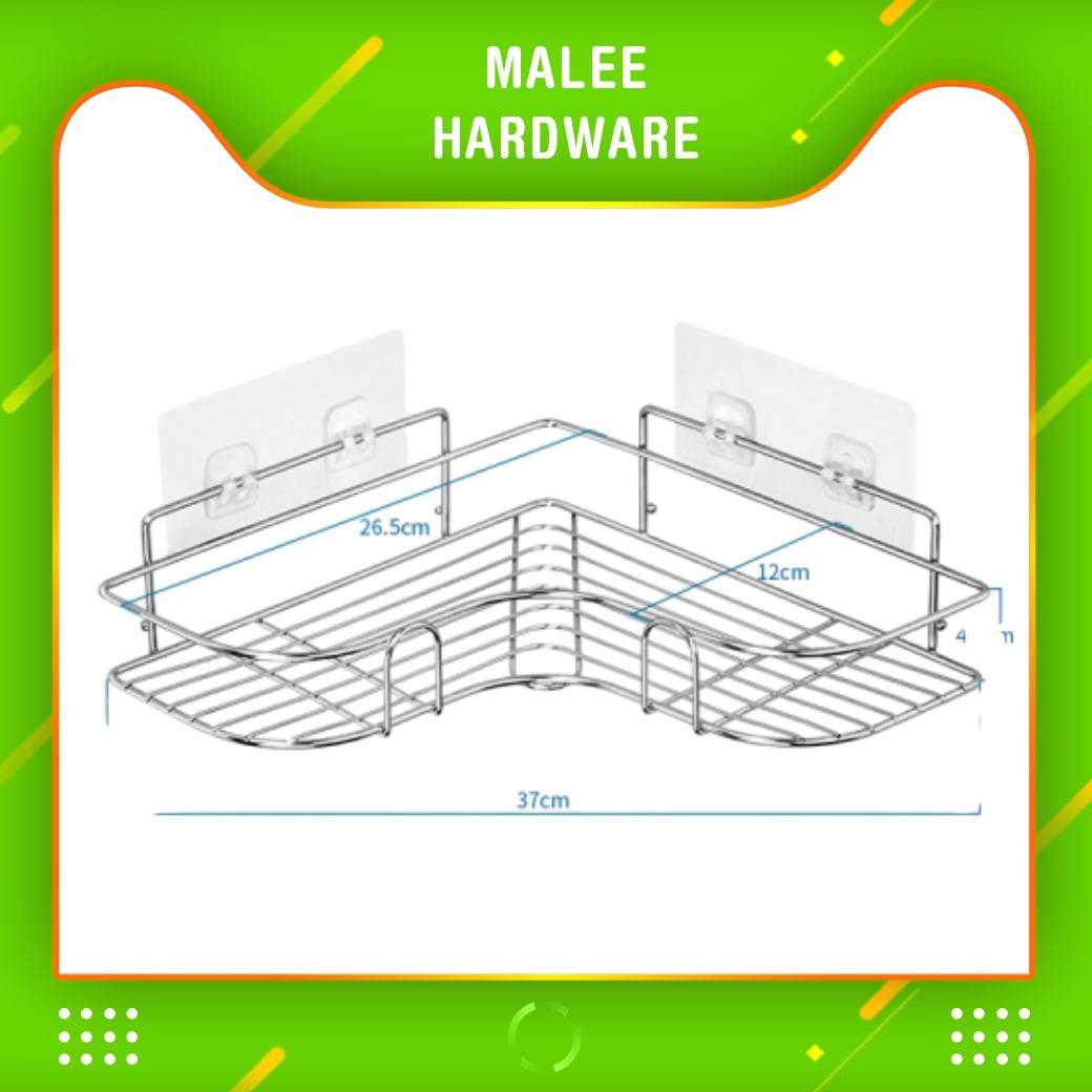 ชั้นวางของในห้องน้ำ ที่วางแชมพู แบบเข้ามุม ไม่ต้องเจาะผนัง ที่แขวนอเนกประสงค์ ตะขอติดผนัง กันน้ำ รับน้ำหนักได้ 10 กิโล