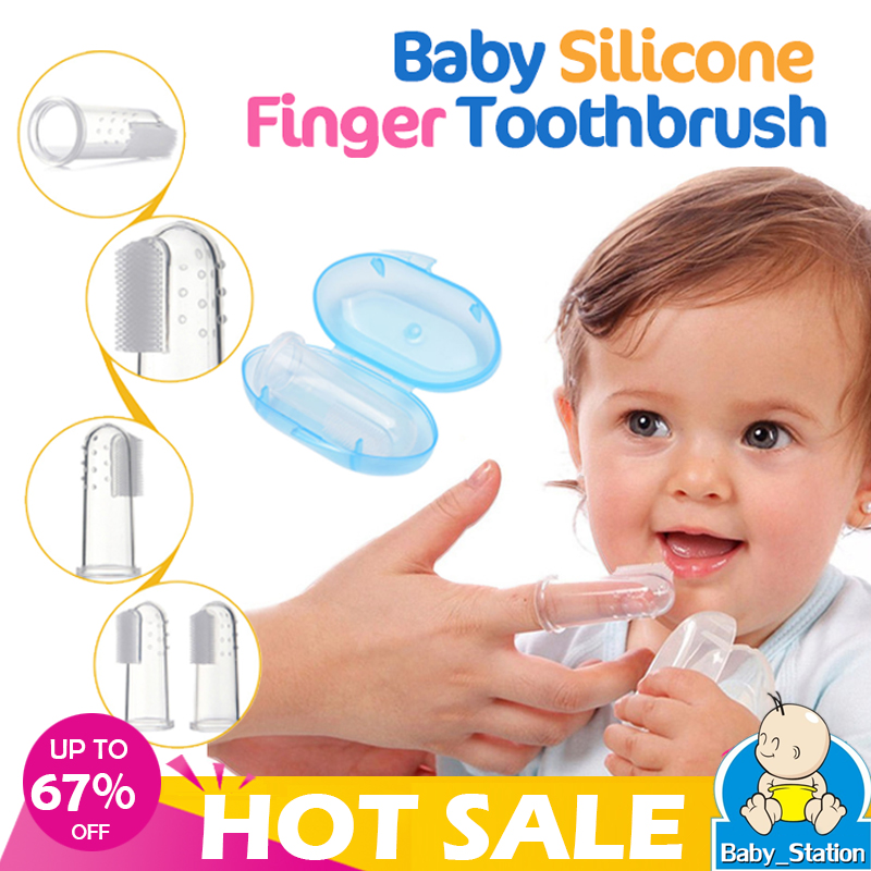 Silicone Finger Toothbrush  แปรงซิลิโคนเด็ก Baby brush Silicone soft brush พร้อมกล่อง MY15