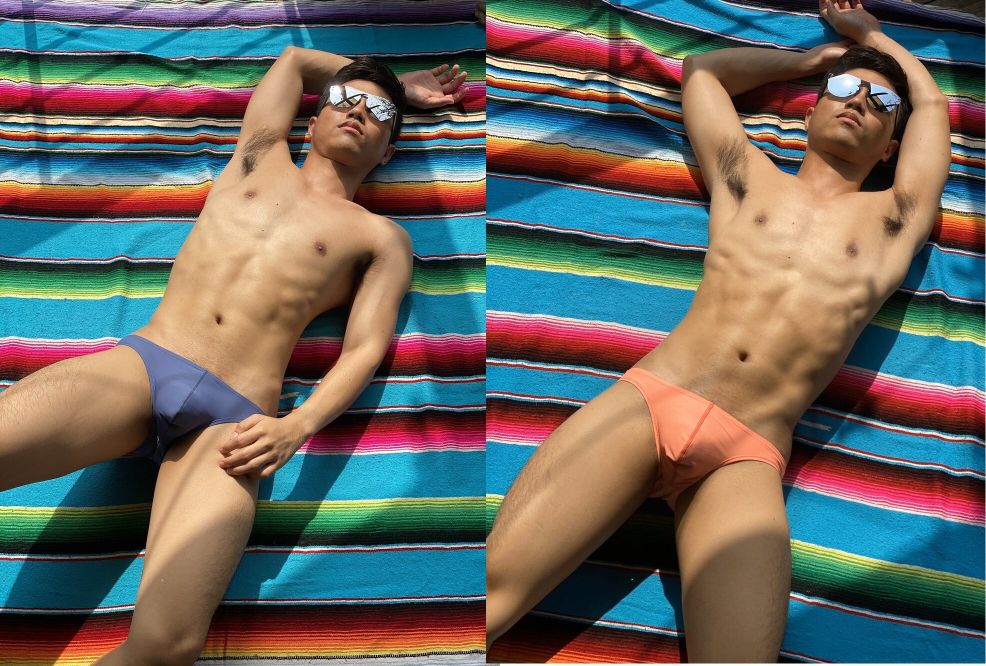 Amat Underwear รุ่น Storm/Sunrise-  กางเกงชั้นในผู้ชาย ทรงบิกินี่ เซ็ต 2 ตัว สีฟ้ากับสีส้ม