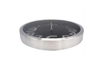 นาฬิกาสำนักงาน นาฬิกาบ้าน นาฬิกาแขวนผนัง ขนาด12 นิ้ว [สีเงิน หน้าปัดดำอักษรเงิน]