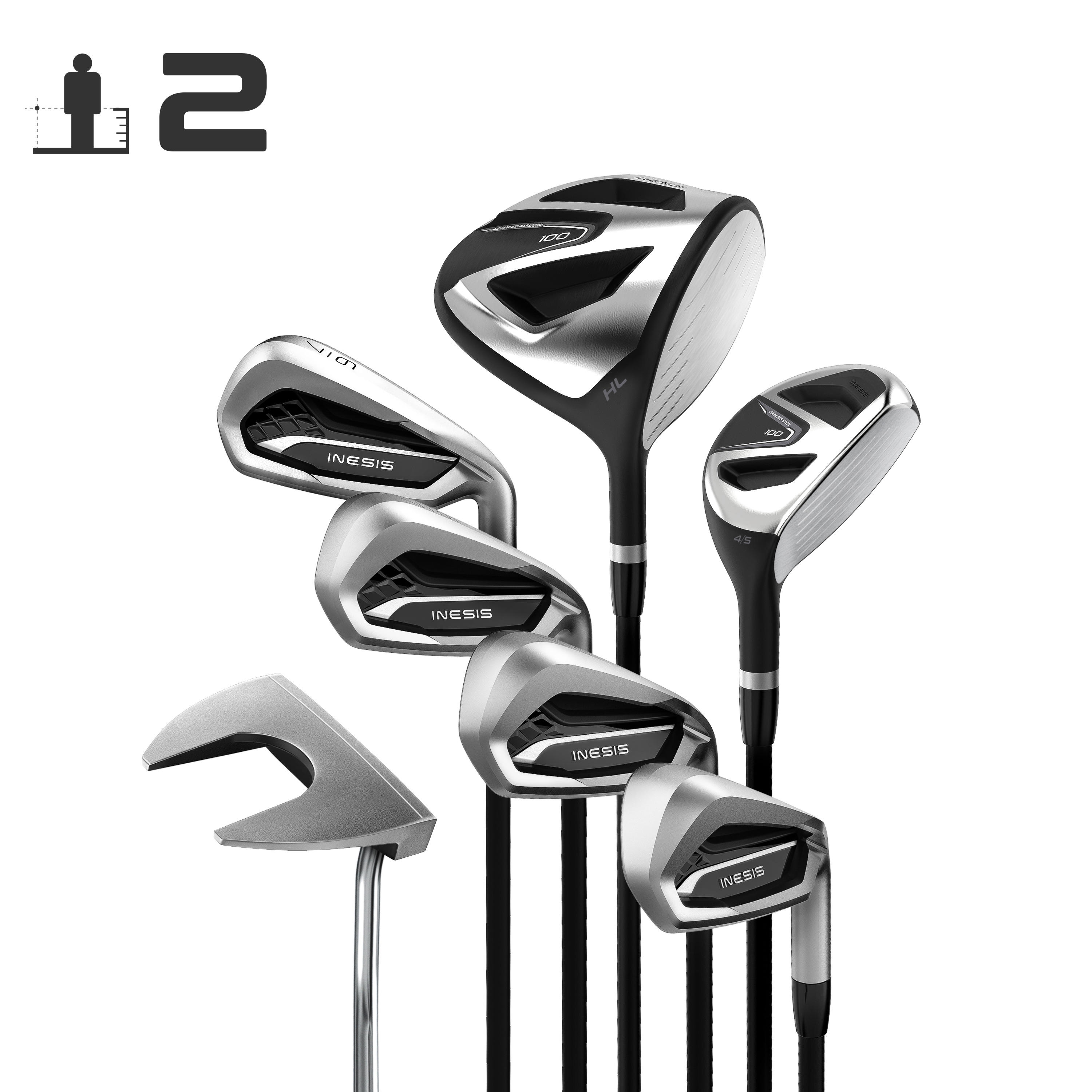 [ส่งฟรี ] ไม้กอล์ฟครบชุด 7 ไม้ ชุดไม้กอล์ฟก้านแกรไฟต์ 7 ไม้สำหรับผู้ใหญ่ถนัดขวารุ่น 100 (เบอร์ 2) GOLF CLUBS SET ADULT GOLF KIT 7 CLUBS 100 REGULAR SIZE 2 - GRAPHITE Golf clubs set MEN WOMEN Golf club set ไม้กอล์ฟครบชุด ของแท้