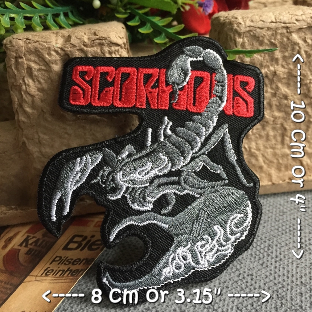 Scorpions วงดนตรี ตัวรีดติดเสื้อ อาร์มรีด อาร์มปัก ตกแต่งเสื้อผ้า หมวก กระเป๋า แจ๊คเก็ตยีนส์ Embroidered Iron on Patch
