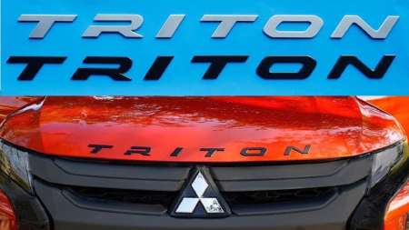 โลโก้ติดฝากระโปรง Mitsubishi Triton มิตซู ไทรทัน 3D นูน