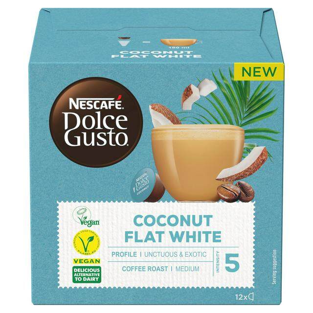 NESCAFÉ Dolce Gusto*** Coconut Caffé Latte Coffee ***Capsules 12 pcs/12 cups Taste the exoticism of lively coconut tones combined with pure coffee flavour หอมกลิ่นมะพร้าวเข้ากันกับกาแฟ มี12แคปซูล