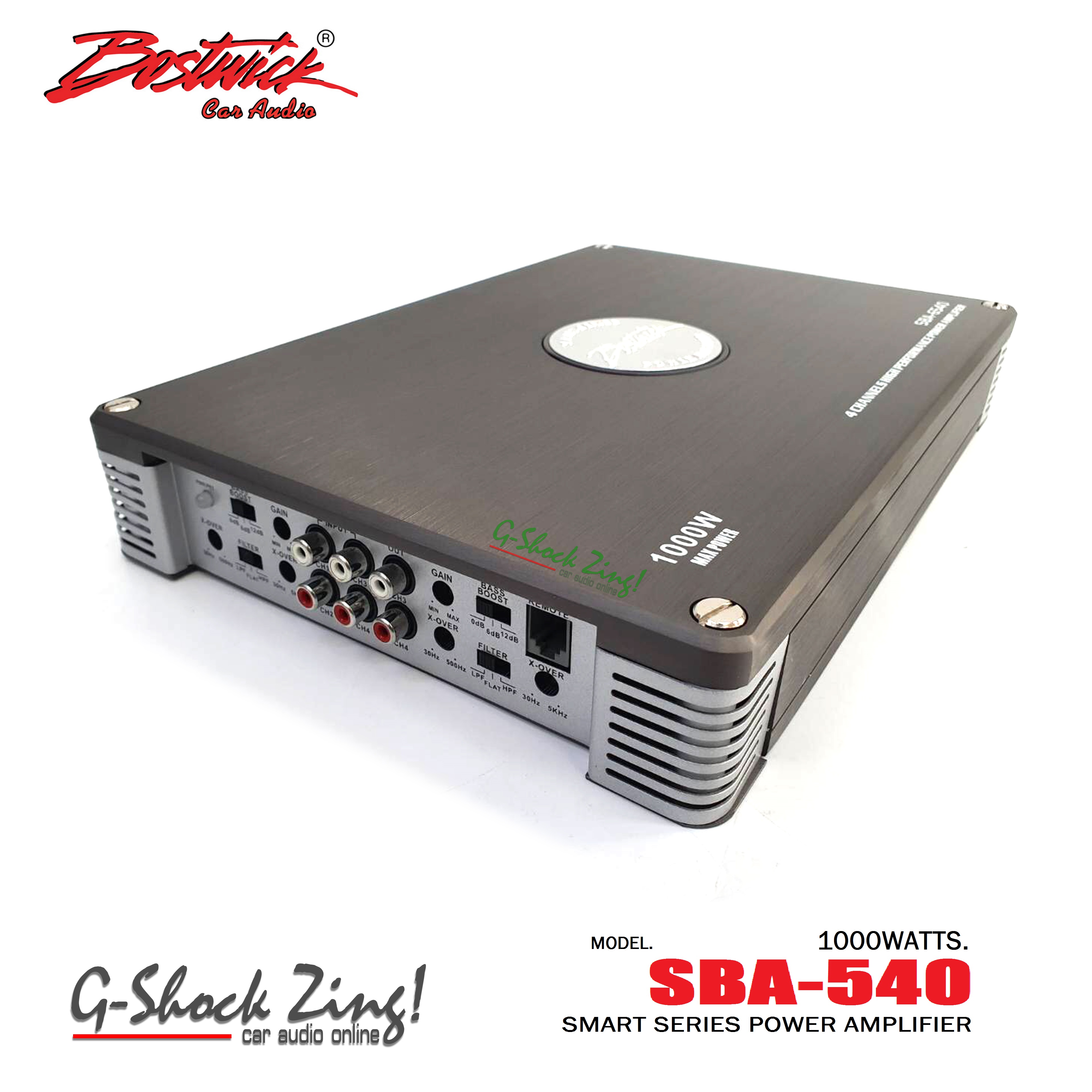 BOSTWICK เครื่องเสียงรถยนต์/เพาเวอร์แอมป์ 4Channel สำหรับขับลำโพงเสียง