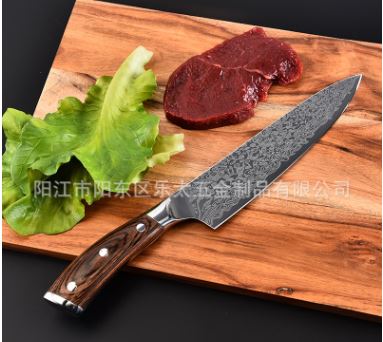 #มีดเชฟ ญี่ปุ่น ลายดามัสกัส ใบมีด High Carbon Stainless Steel 19.8 cm สวยงามทนทาน คมมาก Chef knife Damascus style 19.8 blade length very sharp and durable