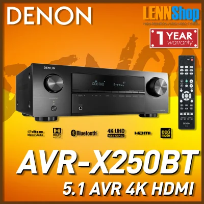 DENON : AVR-X250BT AVR DENON Receiver รุ่น AVR X250BT 5.1CH 4K กำลังขยาย 130Watts / CH รับประกัน 1 ปี บริษัท มหาจักรดีเวลอปเมนท์ จำกัด