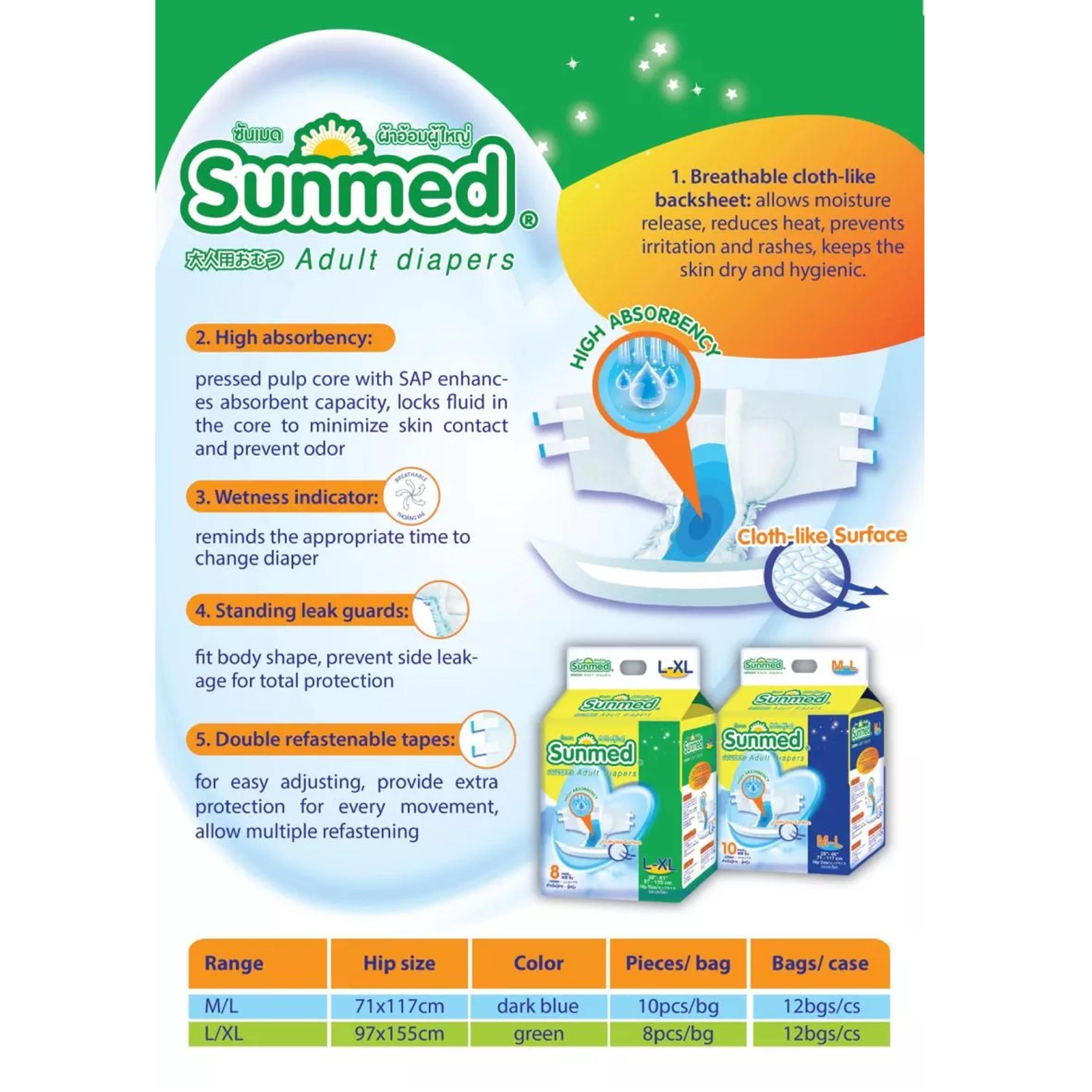 Sunmed แผ่นรองซับ ซันเมด Size L จำนวน 1 ลัง (18 ห่อ) VITAMINKHB2004