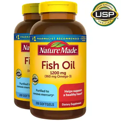 Exp.08/2023 Nature Made Fish Oil 1200 mg (360 mg OMEGA-3) 200 Softgels