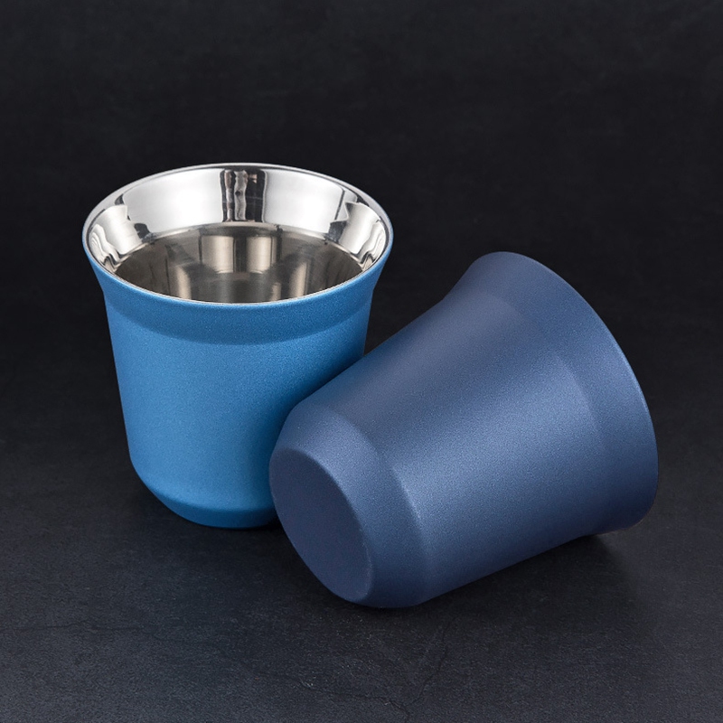 80Ml Double Wall Stainless Steel Espresso Cup Insulation for Nespresso Pixie Coffee Cup Capsule Shape Coffee Mugs