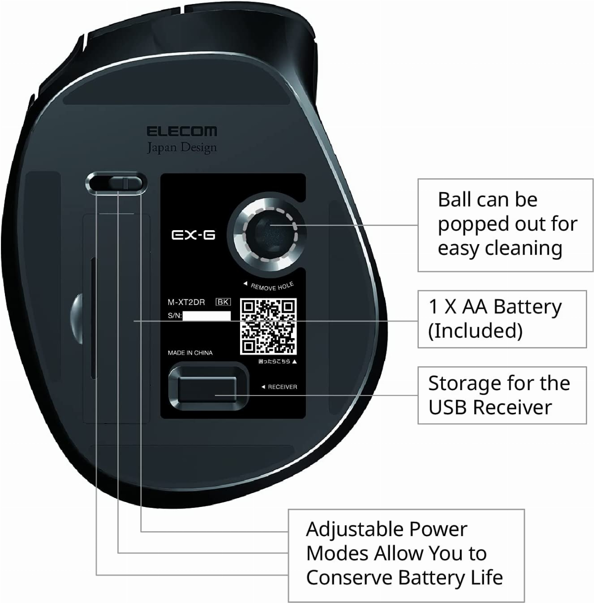 ELECOM EX-G Trackball Mouse, 2.4GHz Wireless, Thumb Control, Sculpted  Ergonomic Design, 6-Button Function with Smooth Tracking, Ergonomic Design, Optical  Gaming Sensor, Windows11, macOS (M-XT3DRBK)