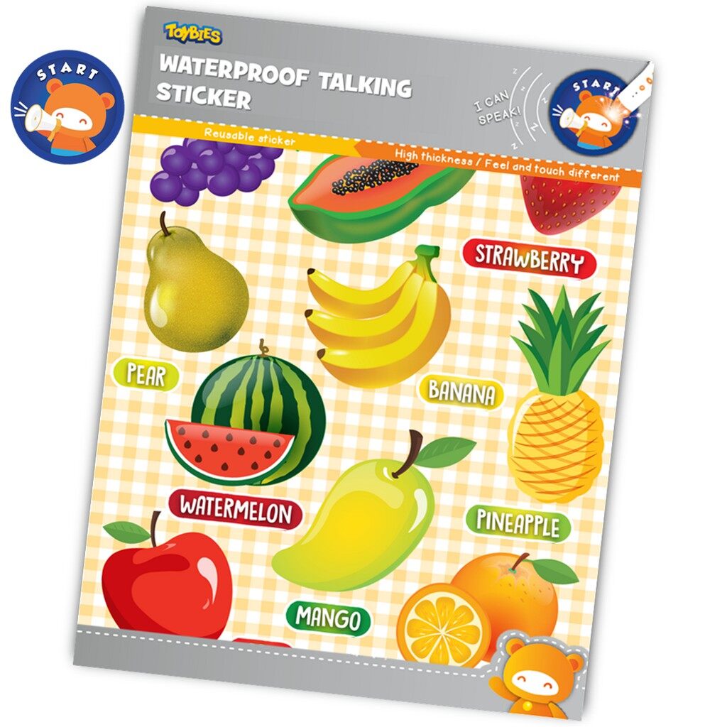 Toybies Talking Waterproof Sticker - Fruit สติ๊กเกอร์กันน้ำ ลายผลไม้
