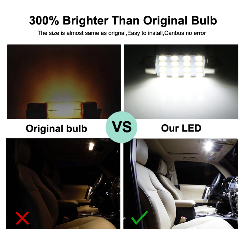 8Pcs LED Interior Light Bulb Kit For Toyota Hilux AN120 AN130 2016 2017