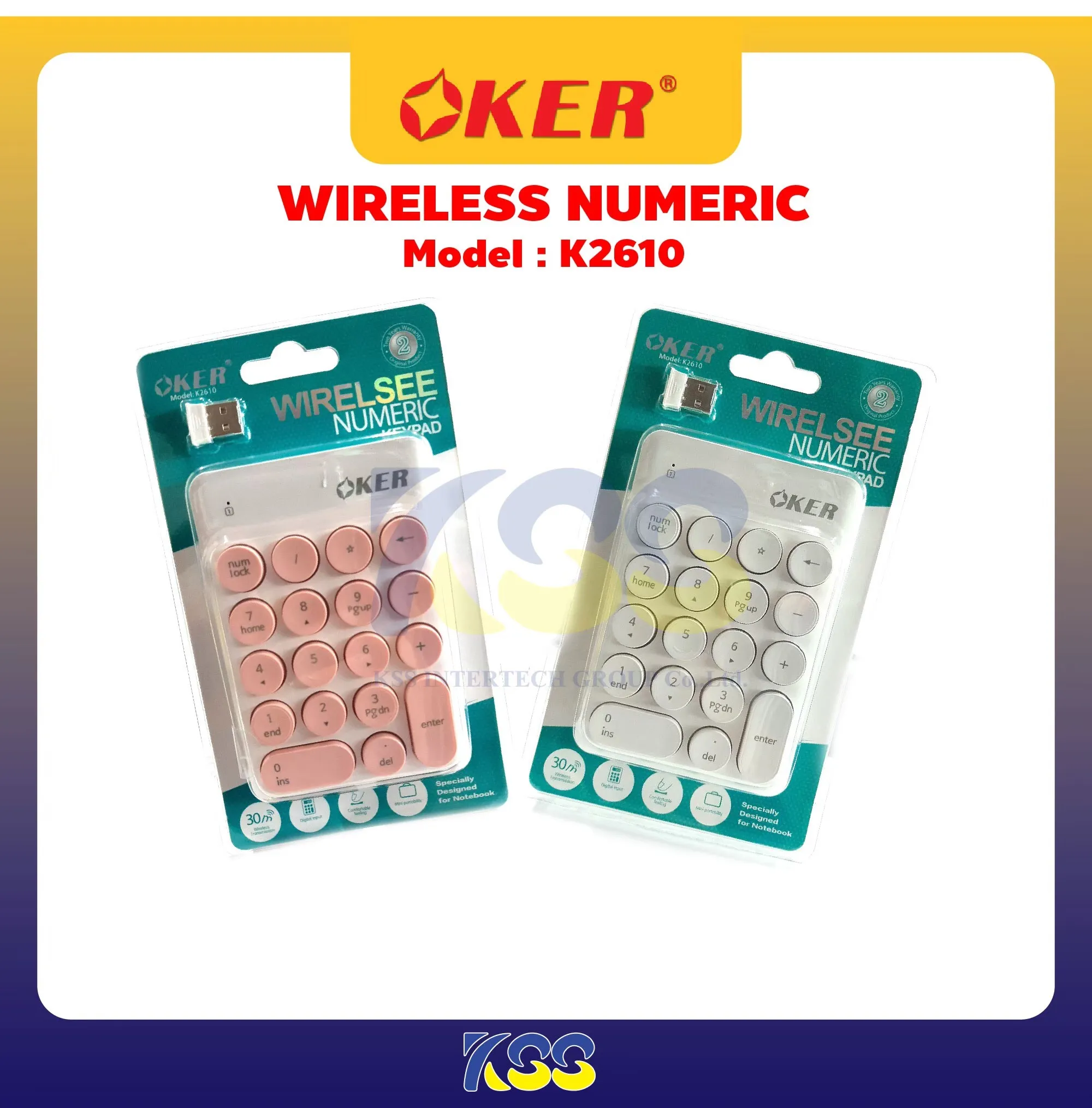 Keyboard OKER Wireless K2610 Numberic Mini Keypad คีย์บอร์ด แป้นตัวเลข ไร้สาย