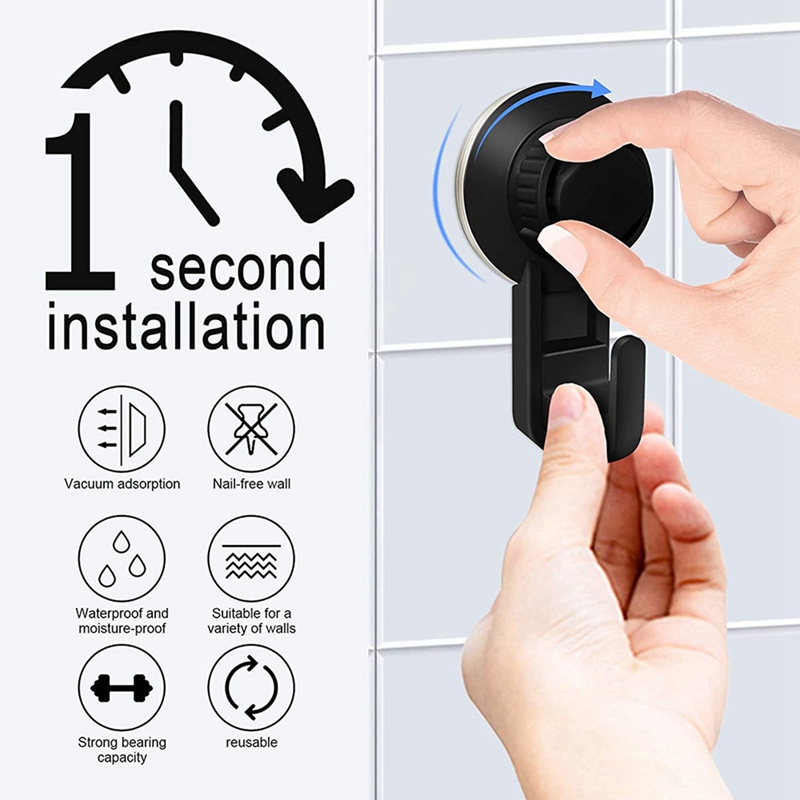 2 Pcs Suction Cup Hooks Powerful Suction Cup Bathroom Hooks,Vacuum Wall Hooks for Towel,Waterproof Shower Hooks