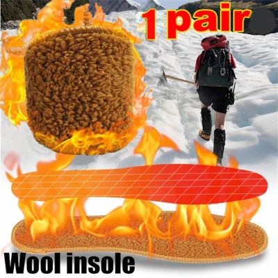 1 pair of Insoles Natural Shearling Real Fur Wool Cashmere Thermal Snow Boots Shoe Pad Adult Winter Shoes Warm