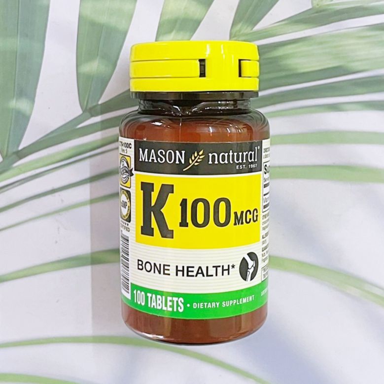 Vitamin K (Phytonadione) วิตามินเค 100 mcg 100 Tablets (Mason Natural