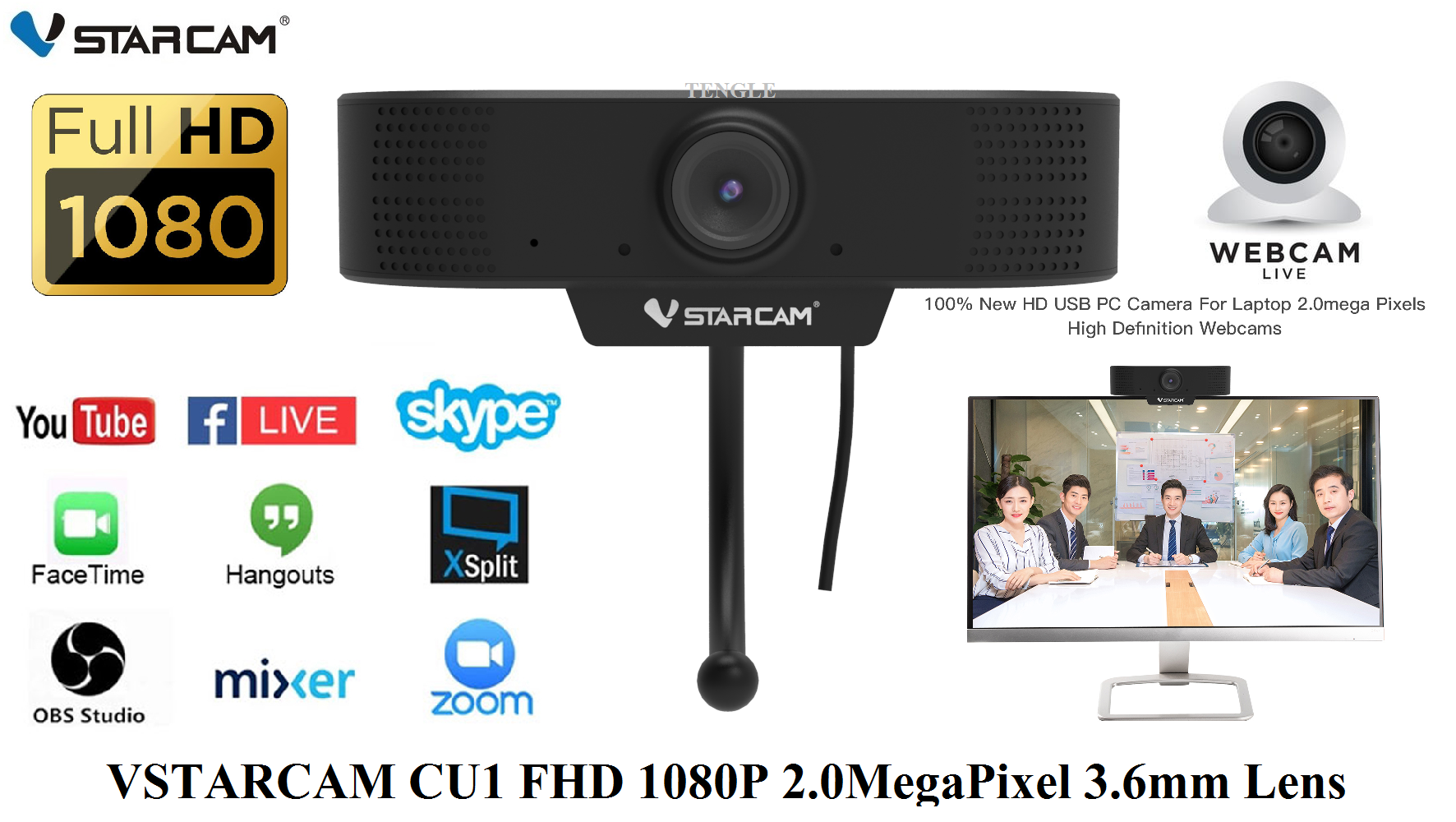 VSTARCAM CU1 FHD 1080P 2.0MegaPixel USB WebCam กล้องคอมพิวเตอร์