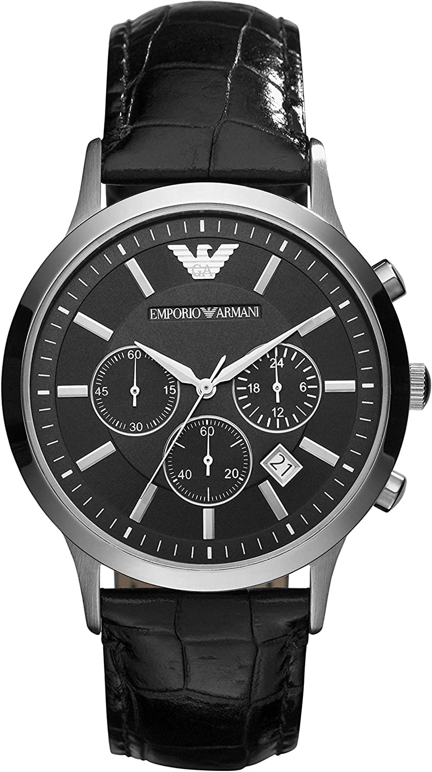 emporio armani men's renato stainless steel dress watch with quartz movement