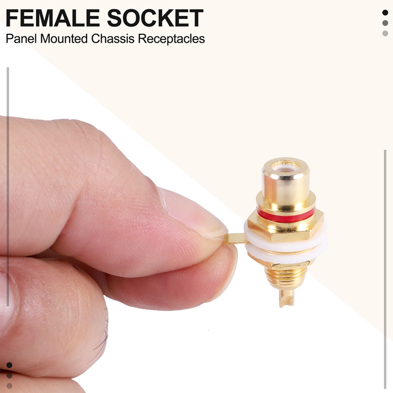 20Pcs Gold Plated RCA Terminal Jack Plug Female Socket Chassis Panel Connector for Amplifier Speaker