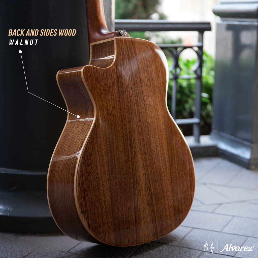 Alvarez AG70WCEAR กีตาร์โปร่งไฟฟ้า Top Solid (Solid A+ Sitka Spruce / Walnut) w/ Flamed Maple Armrest