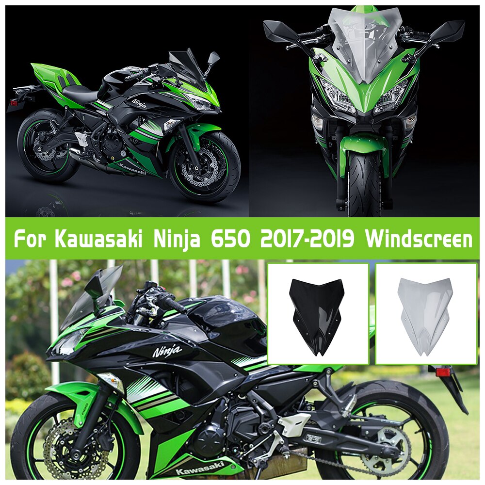 Allotmark Motorcycle Double Bubble Windshield WindScreen Screen Flyscreen Deflector For Kawasaki Ninja 650 EX650 ER6F EX 650 ER-6F 2017 2018 2019